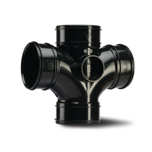 System 2000 Soil 92.5° 2 Branch 4 Socket PVCu Black 110mm