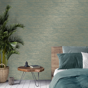 Crown Fusion Plain Weave Teal Metallic Wallpaper - M1768