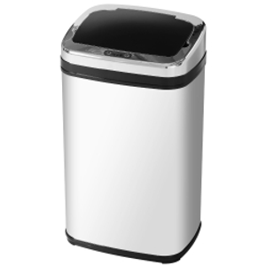 HOMCOM Papelera 30L Cubo de Basura con Sensor Detector de Movimiento Automático de Acero Inoxidable 33x25x58 cm Plata y Negro