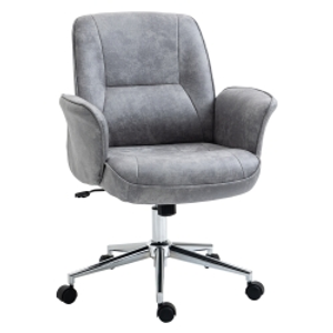 Vinsetto Silla de Oficina Basculante Silla de Escritorio Giratoria Tapizado en Microfibra Altura Ajustable 67x69x92-102 cm Gris