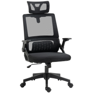 Vinsetto Silla de Oficina de Malla Silla de Escritorio Giratoria Altura y Reposacabezas Ajustable 60x61x104,5-121,5 cm Negro