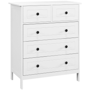 HOMCOM Cómoda con 5 Cajones Sifonier de Dormitorio para Salón Oficina Estudio Estilo Moderno 74x40x91 cm