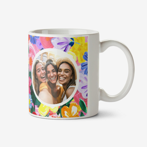 Katt Jones Hula Figg Hand Illustrated Flowers Circle Frames Photo Upload Mug