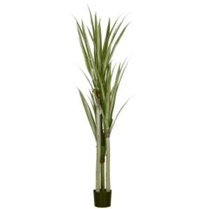 HOMCOM Yuca Artificial 190cm Planta Artificial con 39 Hojas Decoración para Hogar Salón Oficina Jardín Ø17x190 cm Verde