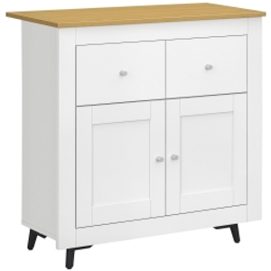 HOMCOM Aparador Compacto de Cocina Buffet Auxiliar de Comedor con Puertas y Cajones para Salón Entrada 78x35x80 cm Blanco