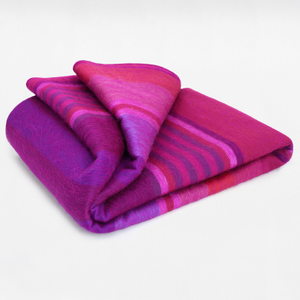 Chone - Baby Alpaca Wool Throw Blanket / Sofa Cover - Queen Size 97 x 69 - Vibrant Purples & Rich Pinks