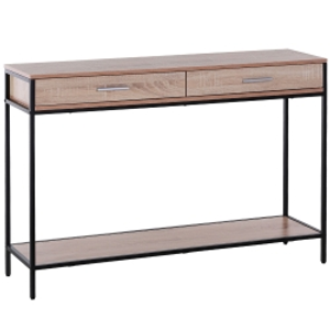 HOMCOM Consola Recibidor Estrecha Mesa Auxiliar Estrecha para Puerta de Entrada 120x30x81,5 cm Estilo Industrial Imitación Roble