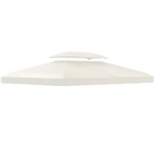 Outsunny Techo de Repuesto para Cenador 4x3 m Cubierta de Repuesto con Techo Doble 10 Orificios de Drenaje y Protección UV Toldo de Recambio para Pabellón Gazebo Crema