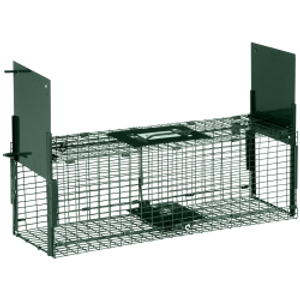 Outsunny Trampa para Animales Vivos 60x18x20 cm con 2 Puertas Asa y Marco de Acero para Ratones Roedores Verde