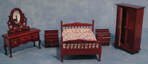Mahogany Bedroom Set for 12th Scale Dolls House