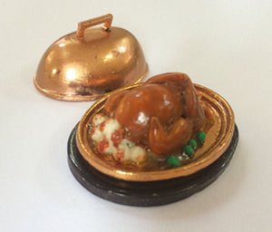 Christmas Dinner On Tray for 12th Scale Dolls House