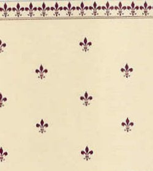 Burgundy Fleur de Lys Wallpaper for 12th Scale Dolls House