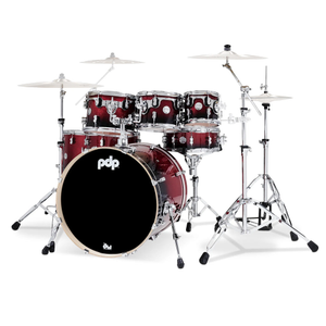 PDP Concept Maple 7-piece Shell Pack - Red To Black Sparkle Fade