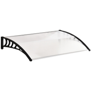 Outsunny Tejadillo de Protección para Puertas Ventanas Marquesina de Exterior de Aleación de Aluminio 150x90x25 cm Transparente