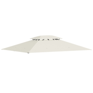 Outsunny Techo de Repuesto 4x3 m para Cenador de Jardín 2 Niveles Transpirable con 8 Orificios de Drenaje Cubierta Superior de Reemplazo para Pabellón Gazebo Exterior Beige