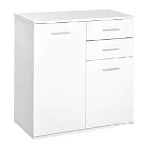 HOMCOM Mueble Auxiliar de Salón Aparador Estrecho con Puertas y Cajones 71x35x76cm Blanco