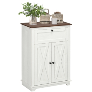HOMCOM Aparador para Salón Armario de Almacenamiento con Puertas Dobles Cajón y Estante Ajustable 60x30x87,4 cm Blanco