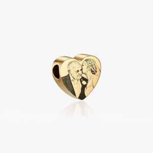 Gold Heart Memorial Photo Charm