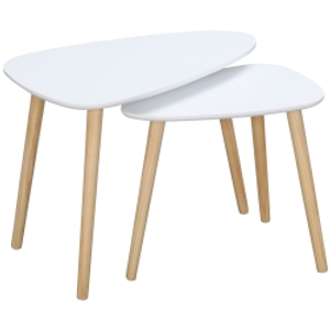 HOMCOM Juego de 2 Mesas Auxiliares Mesas Nido para Salón Dormitorio Oficina 59,5x39,5x45 cm y 44,5x28,5x40 cm Blanco