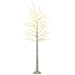 HOMCOM Árbol Sintético con 180 Luces LED IP44 con Brillo Ajustable Decoración para Interiores 21,5x21,5x180 cm Blanco