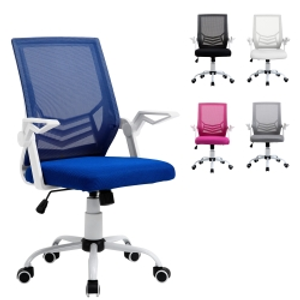 Vinsetto Silla de Oficina Ergonómica Silla Escritorio Giratoria con Altura Ajustable Reposabrazos Abatible 62,5x55x94-104cm Azul
