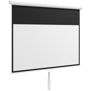 HOMCOM Pantalla de Proyección Portátil 80 Pulgadas Formato 16:9 con Altura Ajustable 172x96 cm Blanco