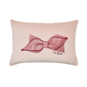 Bow Embroidered Cushion 60cm x 40cm, Pink