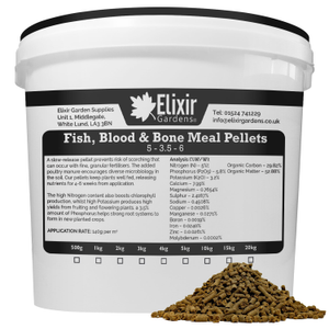 Fish, Blood & Bone Pellets with added Poultry Manure (5-3.5-6) - 2kg, Re-Sealable Tub