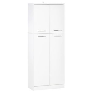 HOMCOM Armario Alto de 2 Puertas Mueble Auxiliar de Almacenaje Multifuncional con 5 Estantes y Baldas Ajustables Moderno para Salón Dormitorio Cocina 59x31x155 cm Blanco