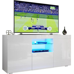 ELEGANT 1350mm Gloss White Modern Multi-Colour LED TV Unit Stand (Up to 52 Inches TV)