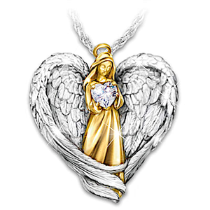 Genuine Topaz In The Arms Of An Angel Pendant Necklace