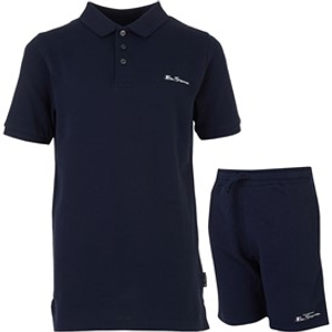 Ben Sherman Boys Script Polo Shirt And Shorts Set Navy Blazer