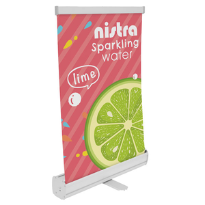 18"  Economy Tabletop Retractor Banner Kit- No-Curl Opaque  Fabric