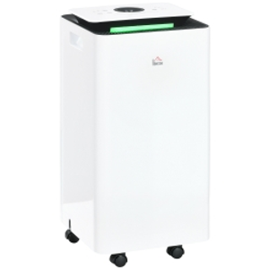 HOMCOM Deshumidificador Eléctrico 12L/día Depósito de Agua 2,5 Litro con 5 Modos 2 Velocidades Temporizador 25x25x50,5cm Blanco