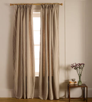 Natural Linen Lined Pencil Pleat Curtains (Pair)