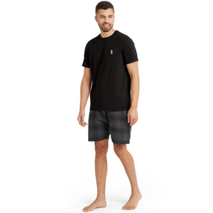 Snuggaroo Mens Short Sleeve T-Shirt Check Shorts Pyjama Set - 2XL / Black/Charcoal