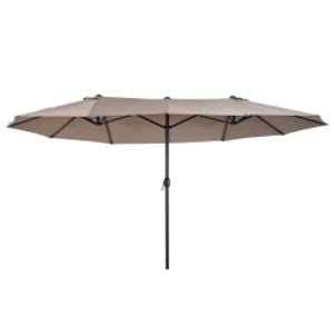 Outsunny Sombrilla Doble para Jardín 455x265x238 cm Parasol Grande con Manivela Manual Protección Solar Color Café