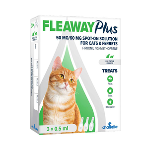 FLEAWAY PLUS Flea &amp; Tick Treatment for Cats, 3 Pipette