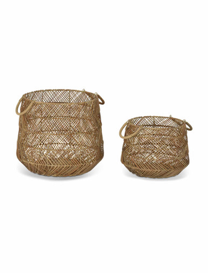 Hinton Woven Basket - Pe Rattan, Natural, Set of 2
