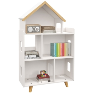 ZONEKIZ Estantería para Juguetes Infantil Organizador Infantil de 3 Niveles con 1 Techo Carga 50 kg 65x25x108,5 cm Blanco