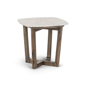Islington Marble and Dark Acacia Side Table