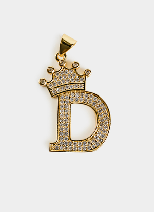 Vendetta Crown Letter D Pendant - 18K Gold Plated