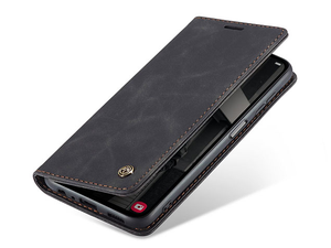 CaseMe Slim Synthetic Leather Wallet Case with Stand for Samsung Galaxy A15 - Charcoal