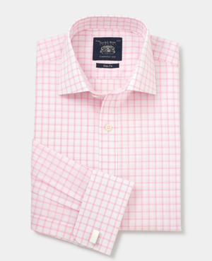Pink White Check Slim Fit Shirt - Double Cuff [RTC]