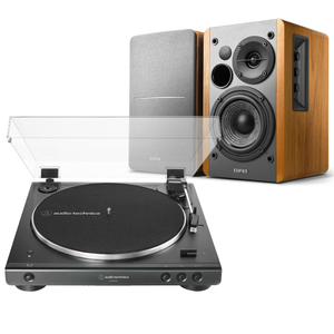 Audio-Technica Bluetooth AT-LP60XBT Turntable + Edifier R1280DB Maple Speakers Package