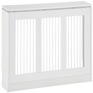 HOMCOM Cubierta de Radiador Blanco 90x18x84 cm Cubre Radiador de MDF Diseño Moderno Estante para Radiador Vertical para Salón