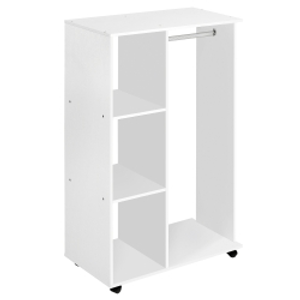 HOMCOM Armario Abierto con Ruedas Barra y Estantes para tener Ropa Colgada y Doblada 80x40x128 cm Blanco