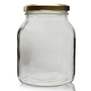 925ml Clear Glass Pickle Jar With Lid - Gold