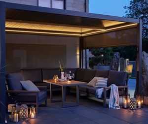 Norfolk Leisure Royce Cube Aluminium 3 x 3M Luxury Pergola with Solar LED Light Pack | Anthracite