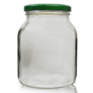 925ml Clear Glass Pickle Jar With Lid - Dark Green